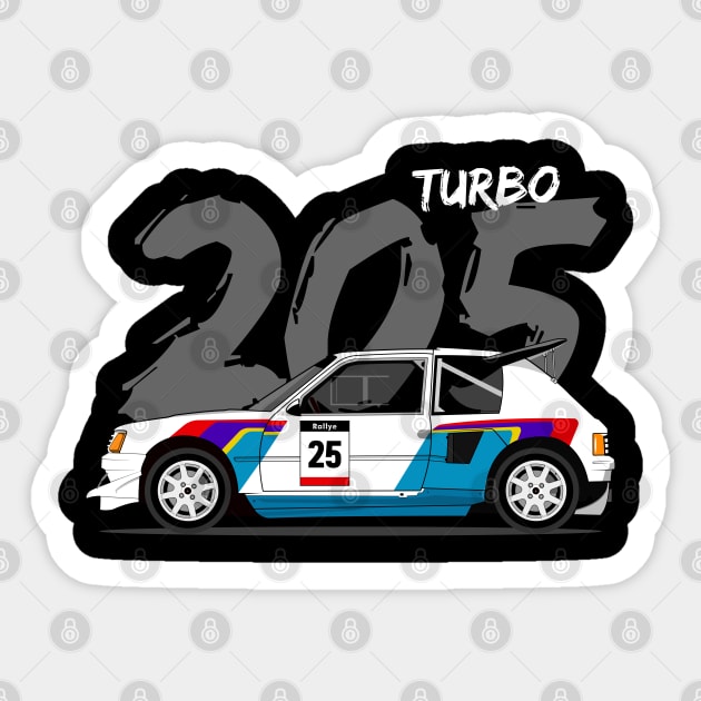 Peugeot 205 turbo t16 Sticker by shketdesign